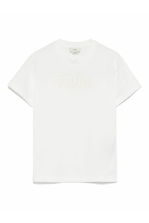 White cotton T-shirt FENDI KIDS | JUI1747AJF0TU9